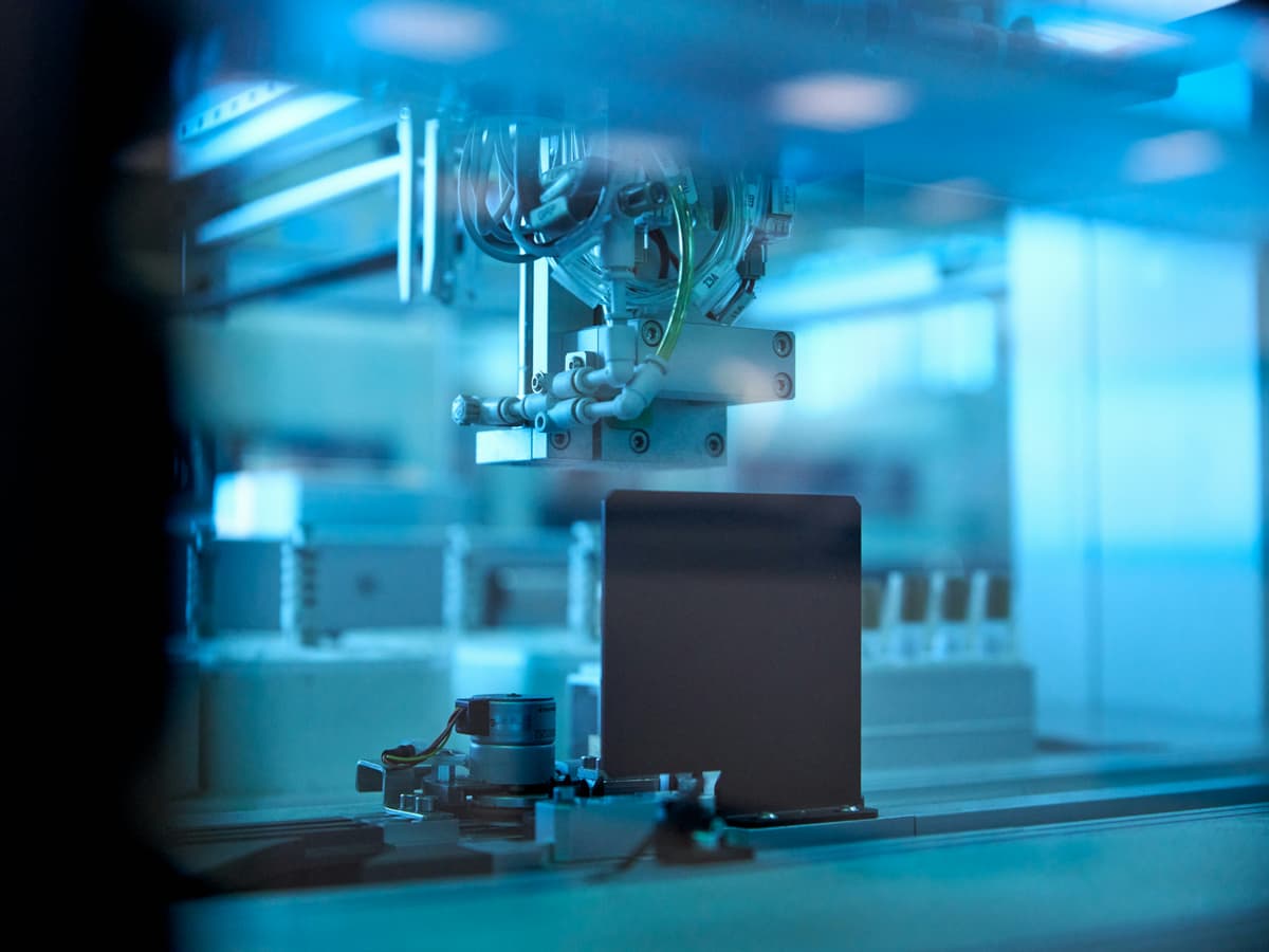 Automated equipment in motion, representing workflow automation